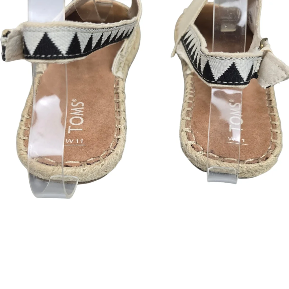 Toms Womens Clara Tan Canvas Slingback Espadrilles Shoe Size 11